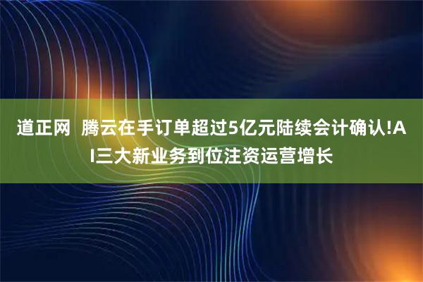 道正网  腾云在手订单超过5亿元陆续会计确认!AI三大新业务到位注资运营增长